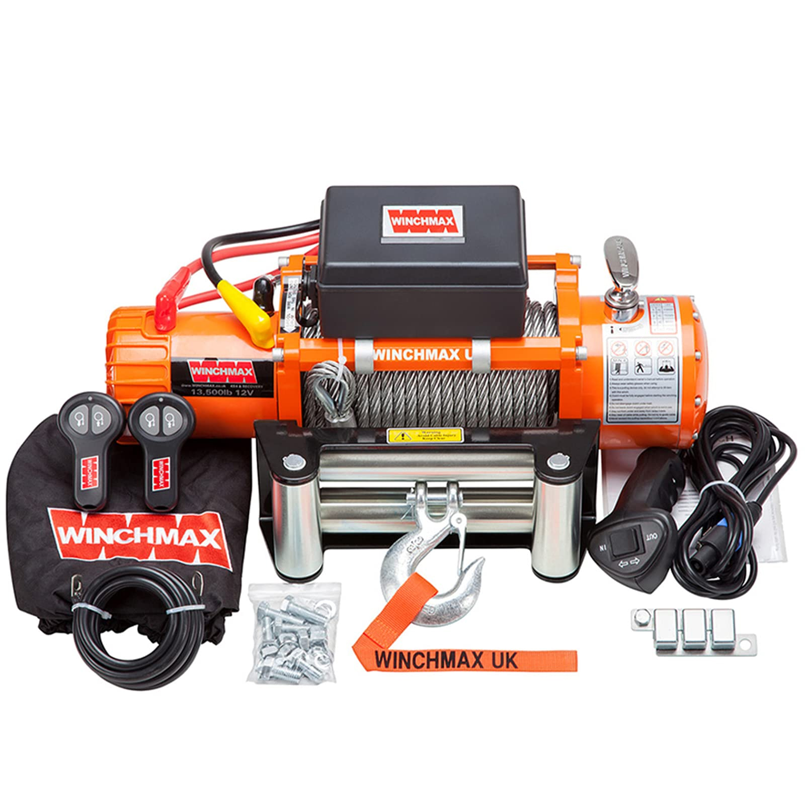 13,500lb  12V Winch. 26m x 9.5mm Steel Rope