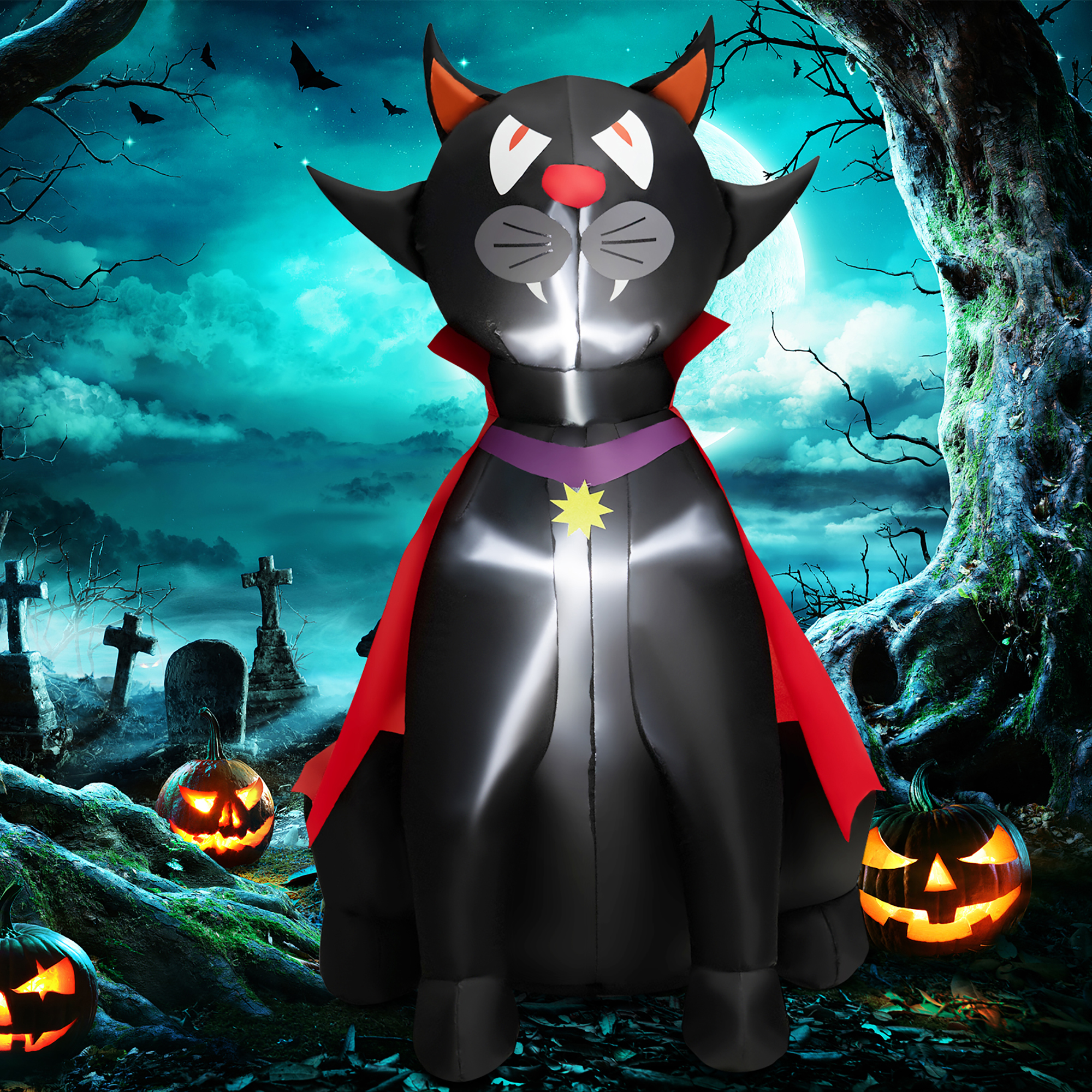 Costway 4.7 FT Halloween Inflatable Vampire Black Cat