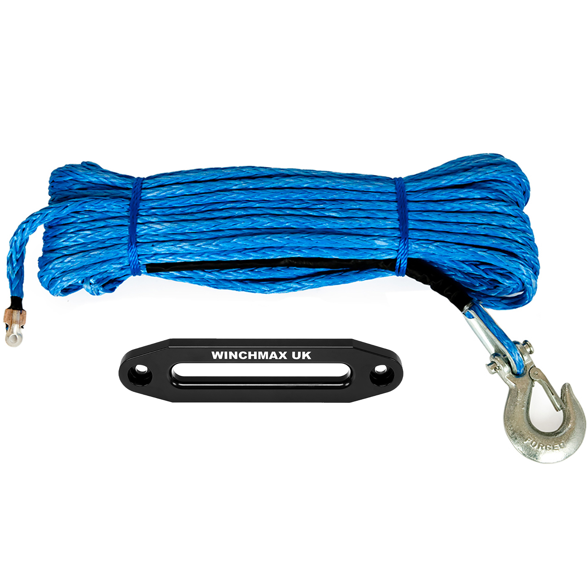 Synthetic Winch Rope 45m x 11mm with Clevis Hook and Hawse.