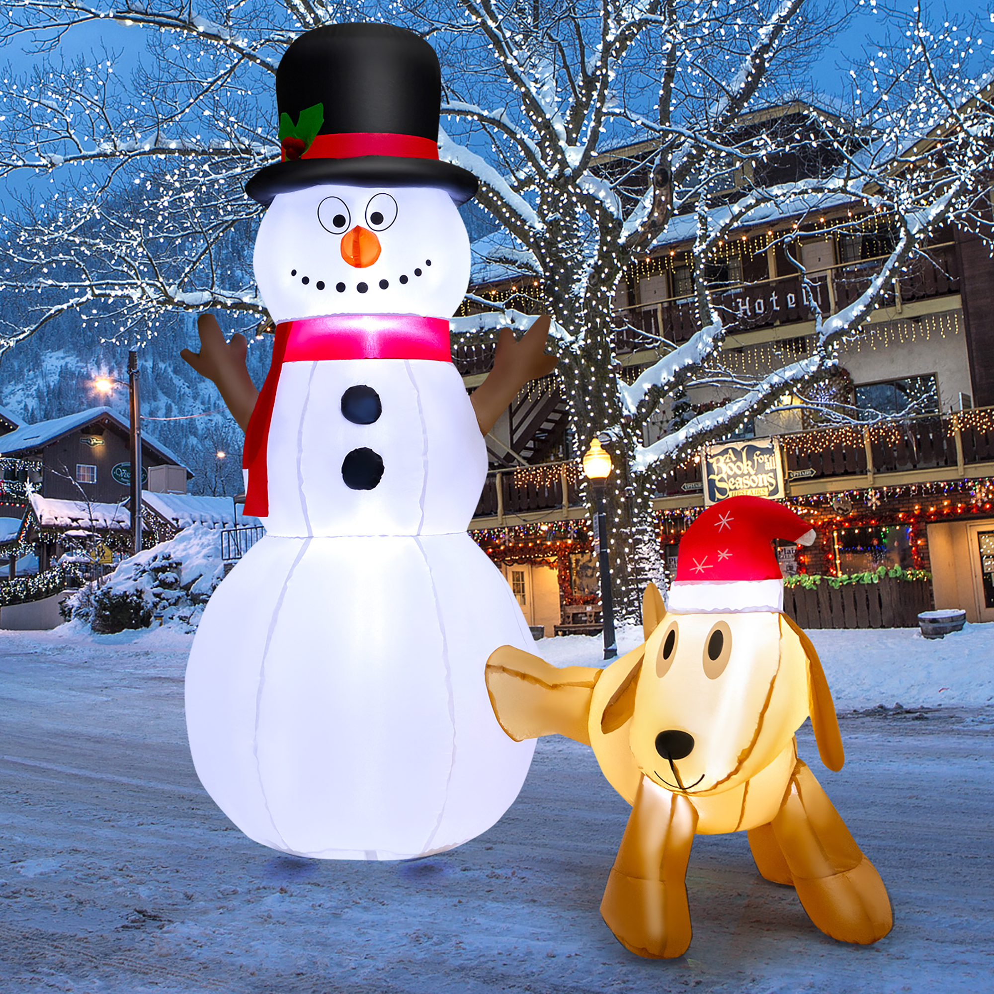 Costway 6 FT Tall Inflatable Snowman and Dog Set