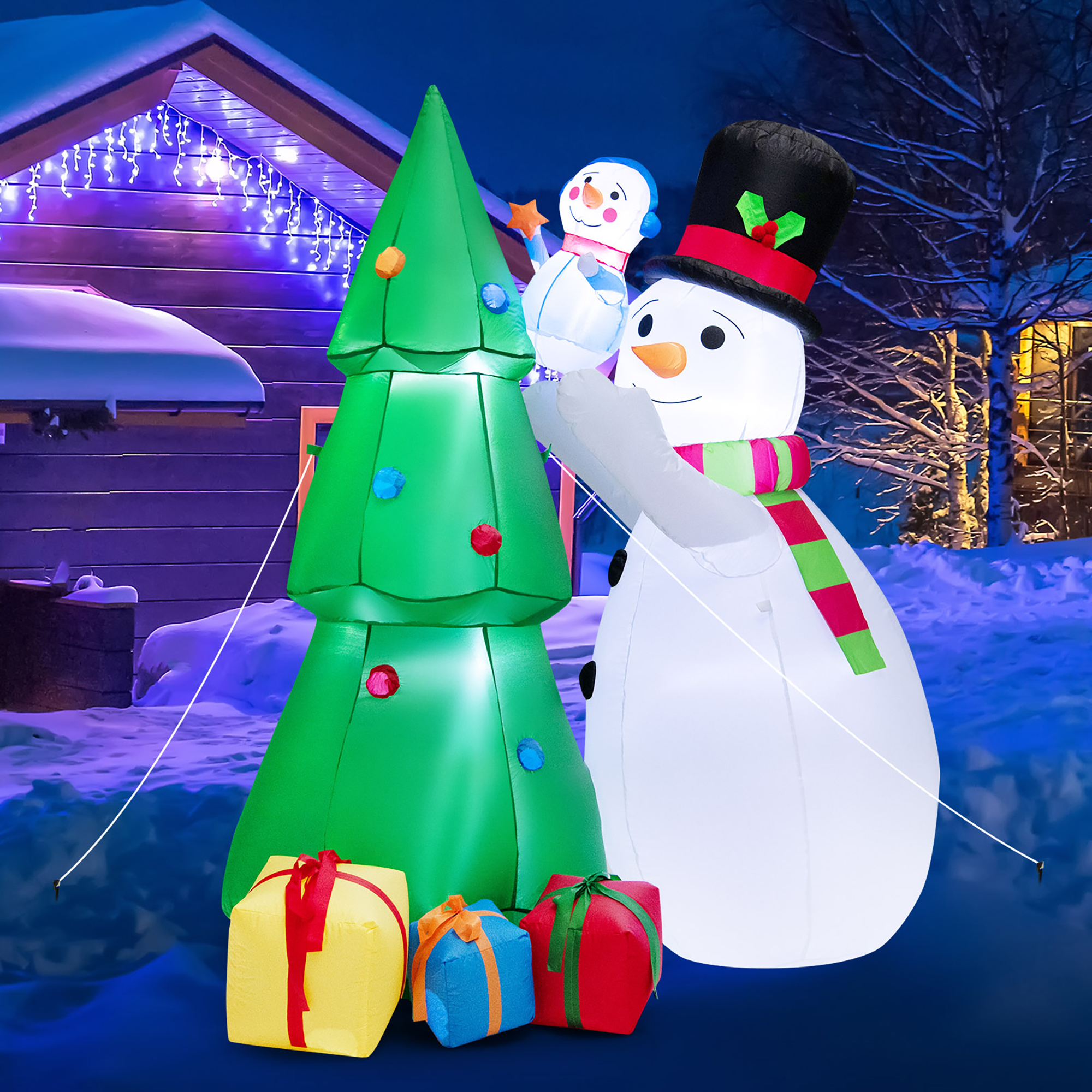 Costway 6 FT Tall Inflatable Snowman and Tree Set