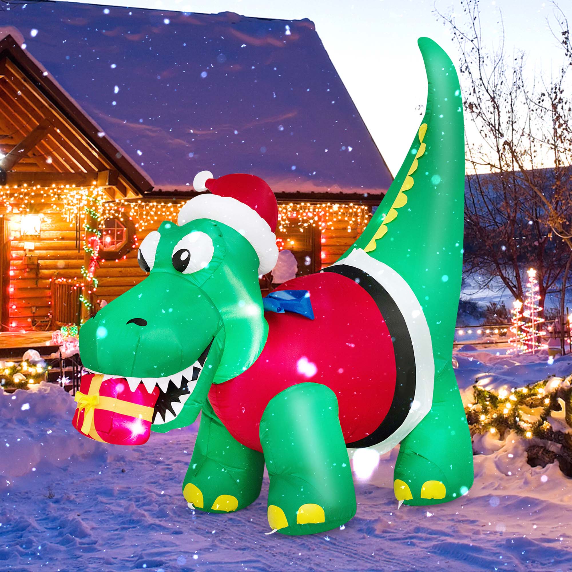 Costway 6FT Inflatable Christmas Dinosaur with LED Lights