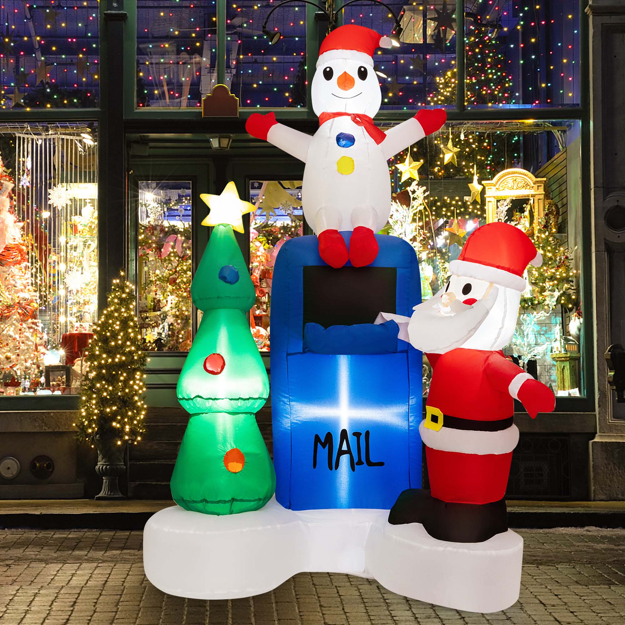 Costway 6FT Inflatable Christmas Lighted Mailbox Santa Claus