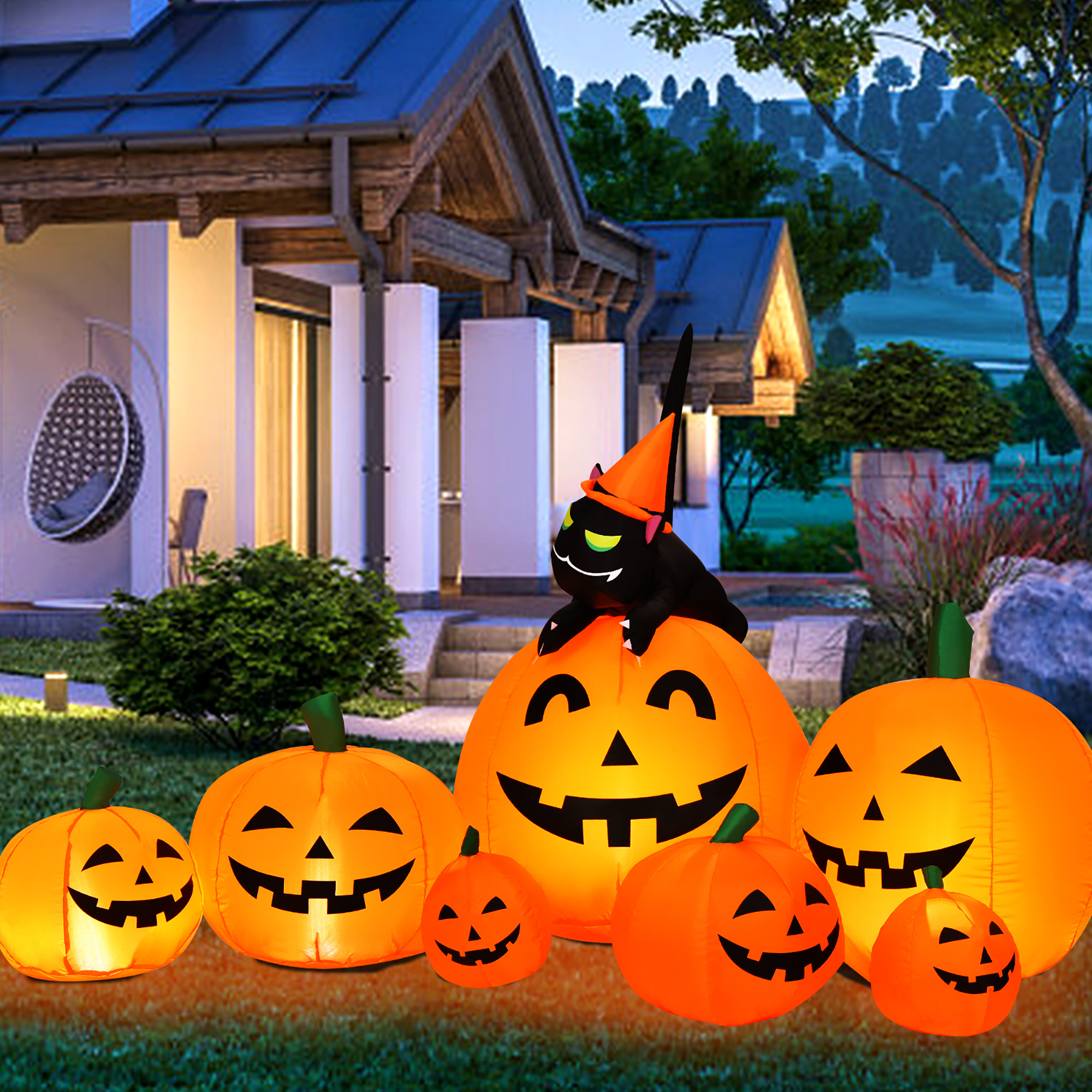 Costway Halloween 7.5 FT Inflatable Pumpkin Combo Decoration