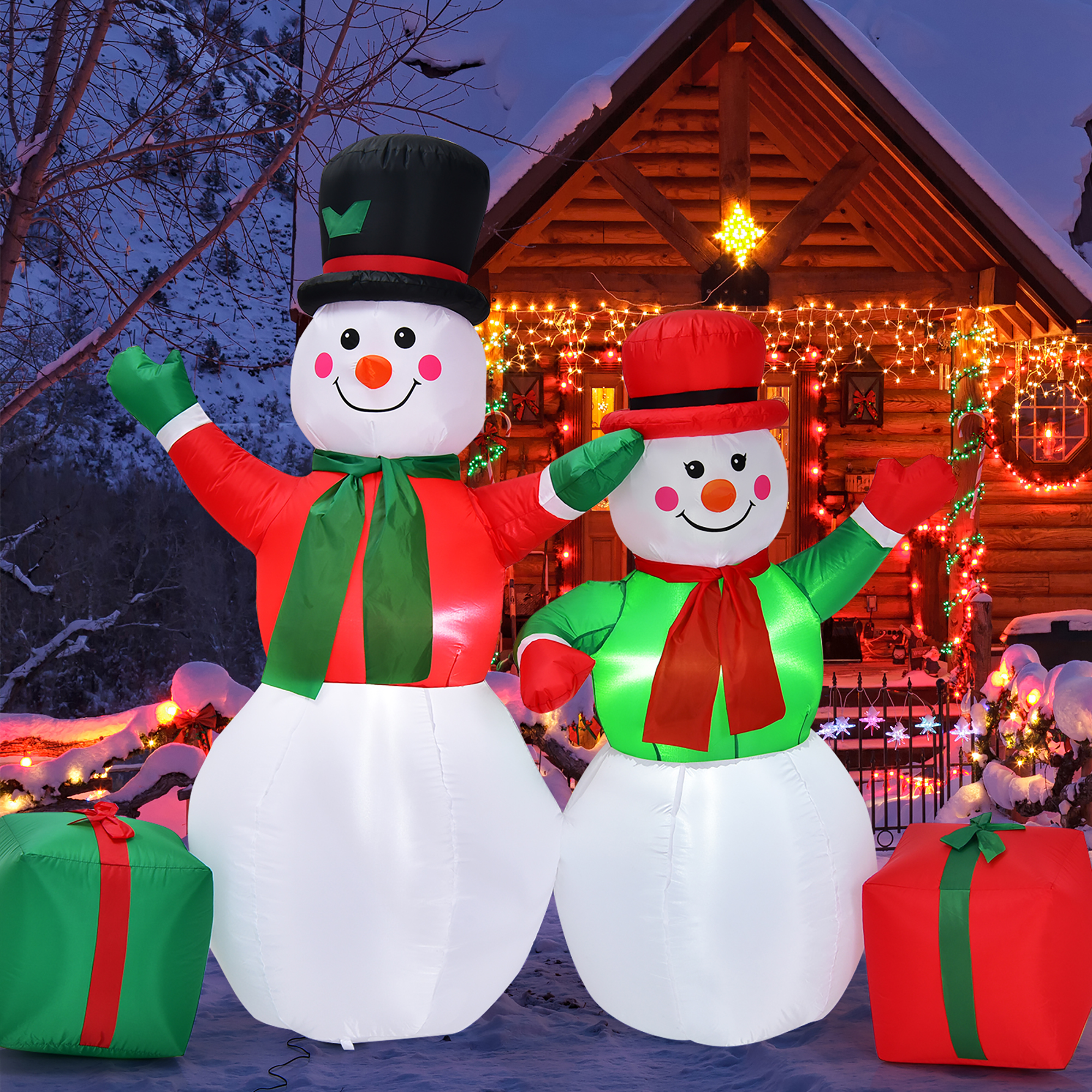 Costway 6Ft & 5Ft Christmas Inflatable Snowmen Blow Up Decor