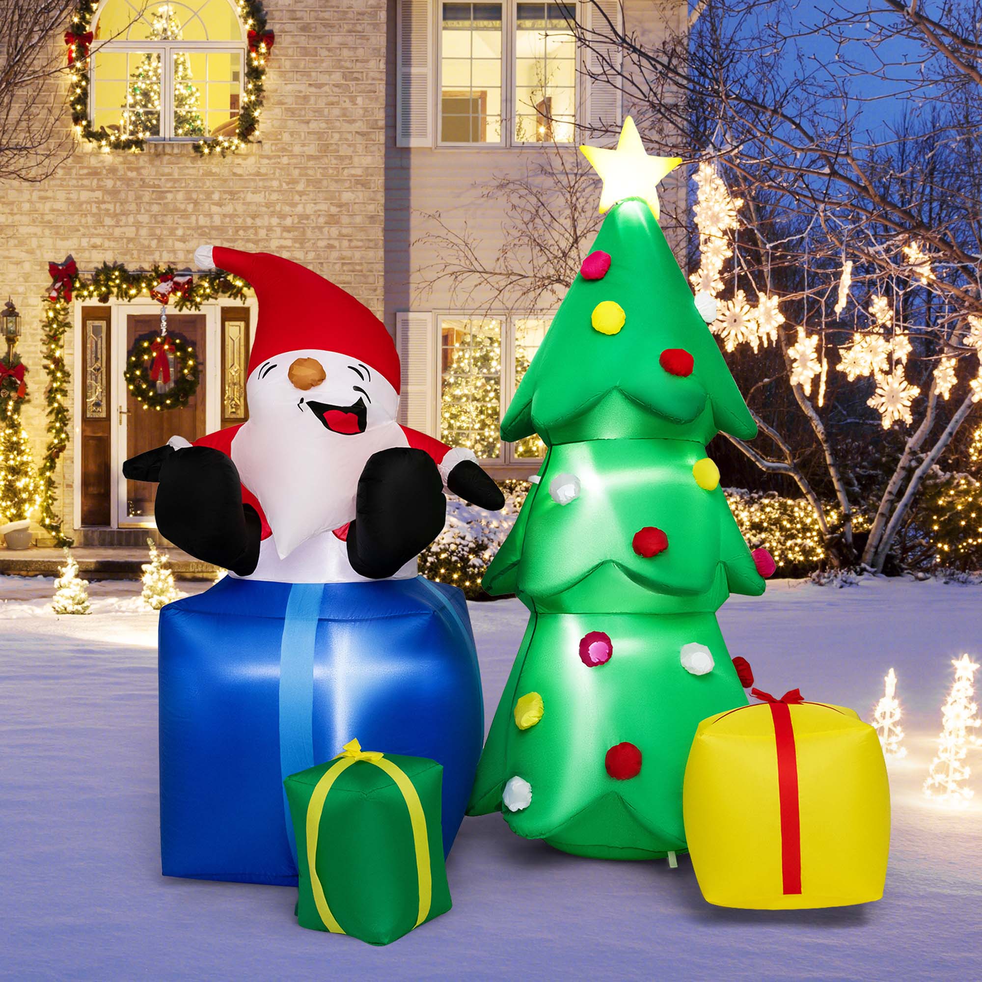 Costway 7 FT Inflatable Lighted Santa Claus & Christmas Tree