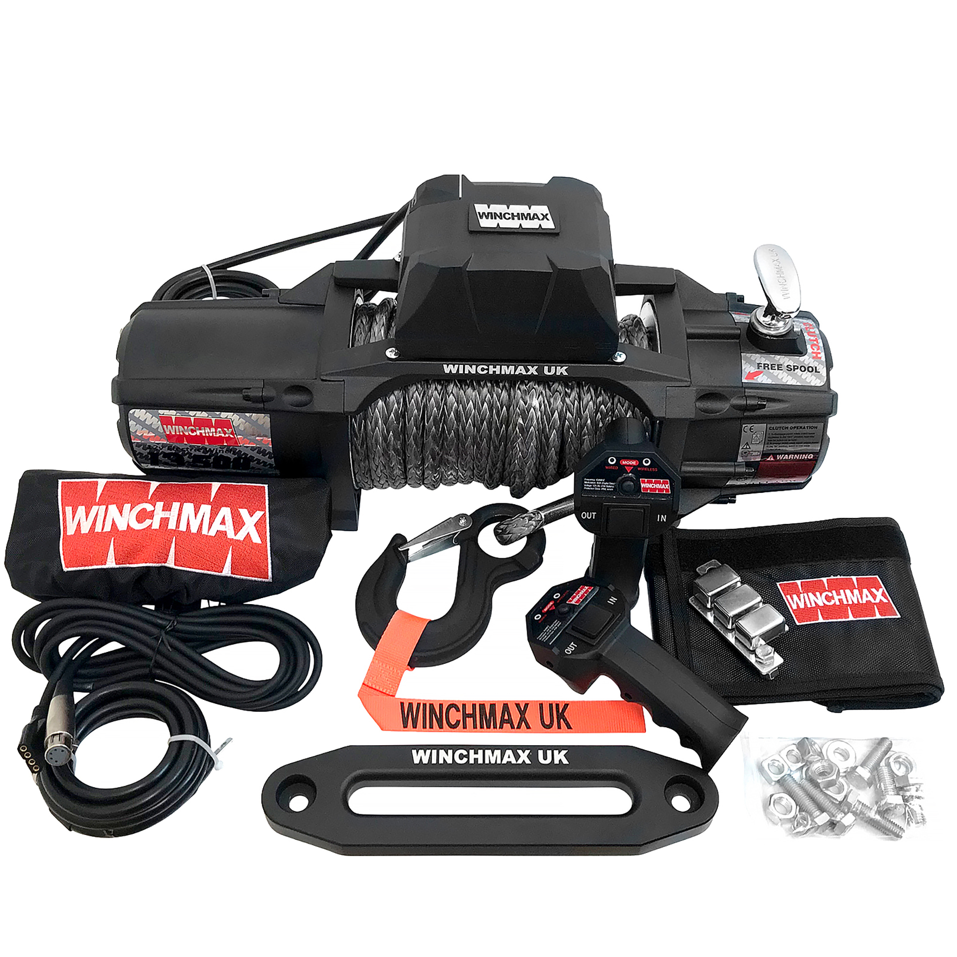 13,500lb SL 12V Mil Spec Winch. 28m x 11mm Dyneema Rope