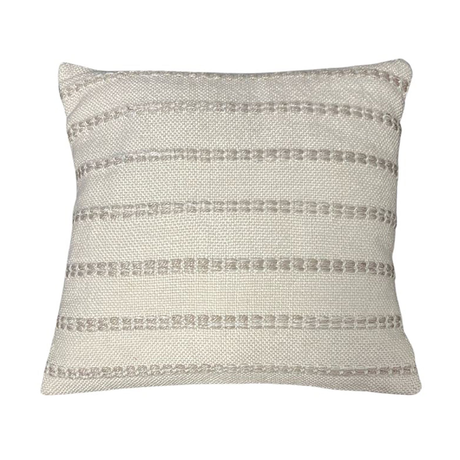 Natural Stripe Cushion, Indoor/Outdoor, 18" x 18", Cream