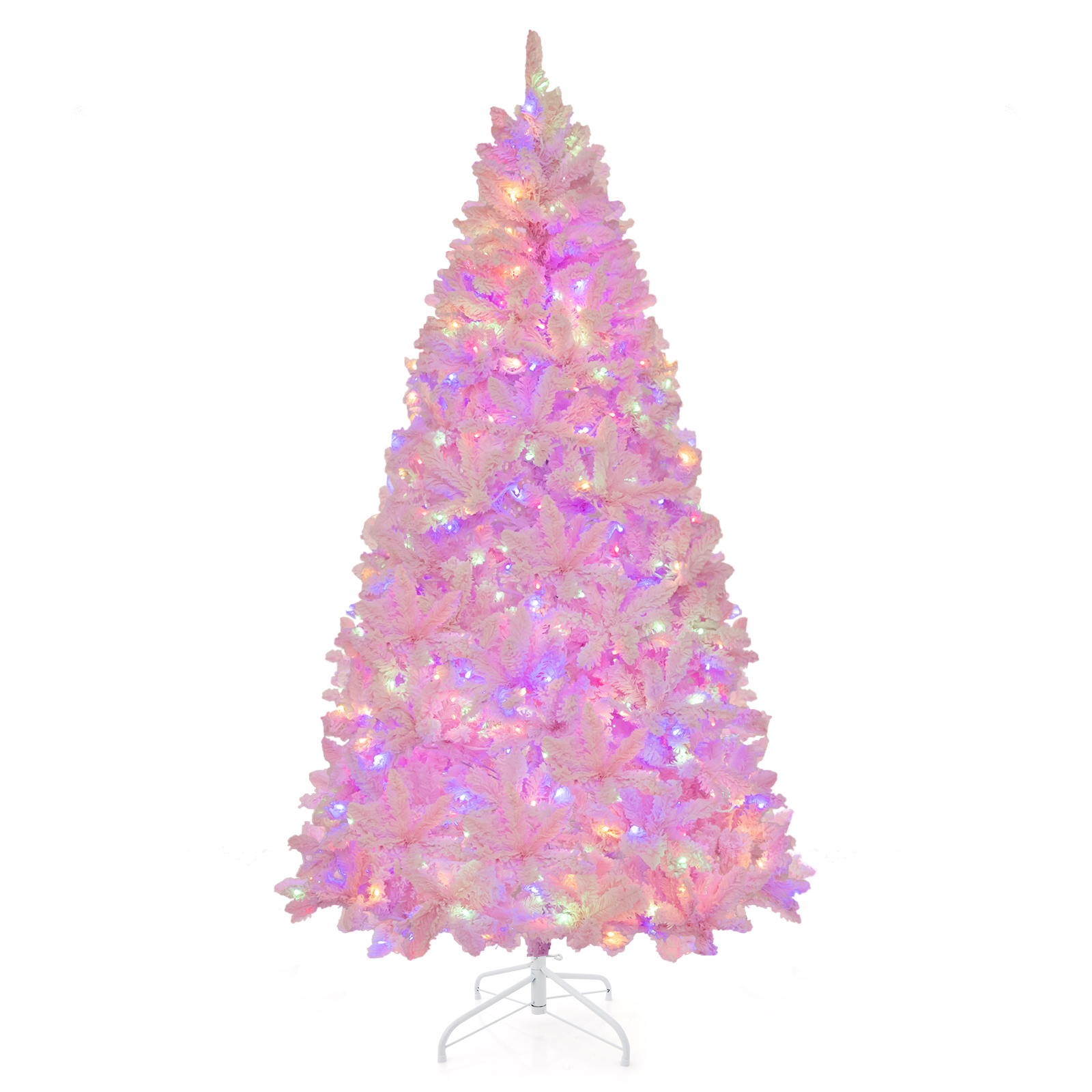 Costway 7FT Flocked Artificial Xmas Tree with 1200 Branches