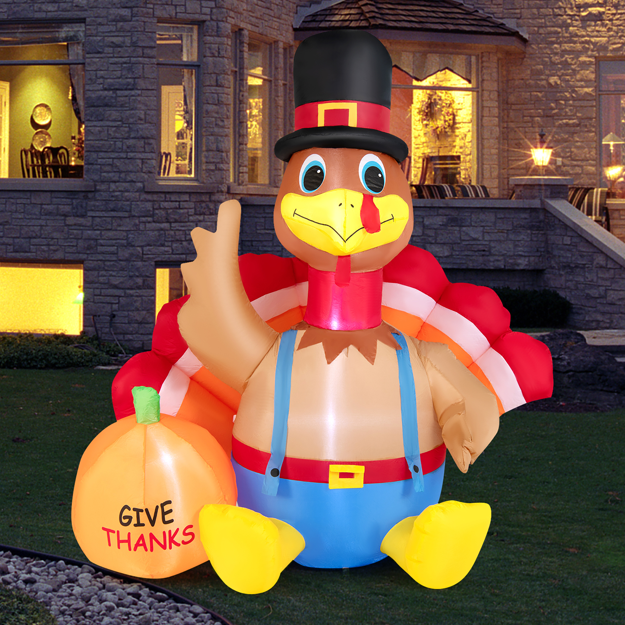 Costway 6FT Thanksgiving Inflatable Turkey with Pumpkin Fall