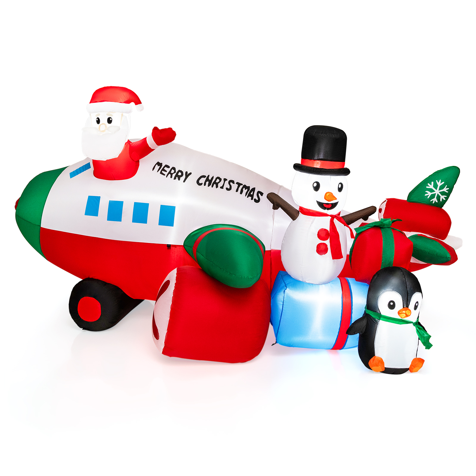 Costway 9FT Inflatable Christmas Santa Claus on Helicopter