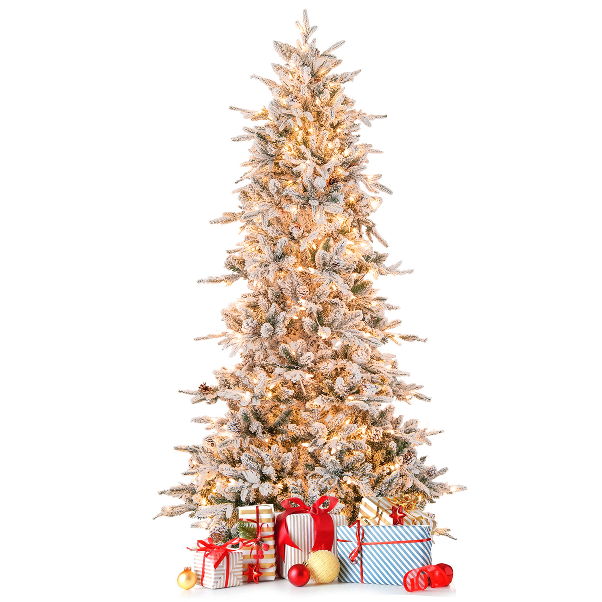 Costway 6 FT Pre-Lit Christmas Tree Snow Flocked