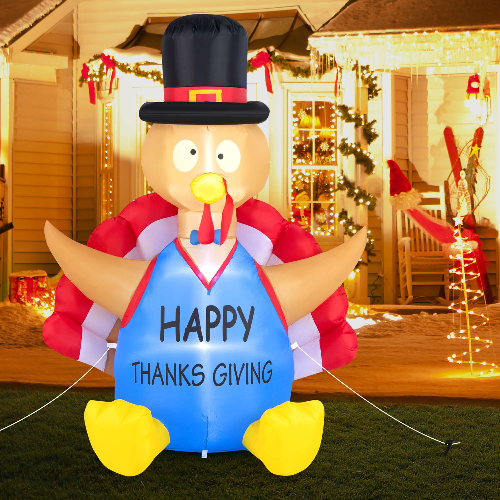 Costway 6FT Thanksgiving Inflatable Turkey Harvest Day Decor