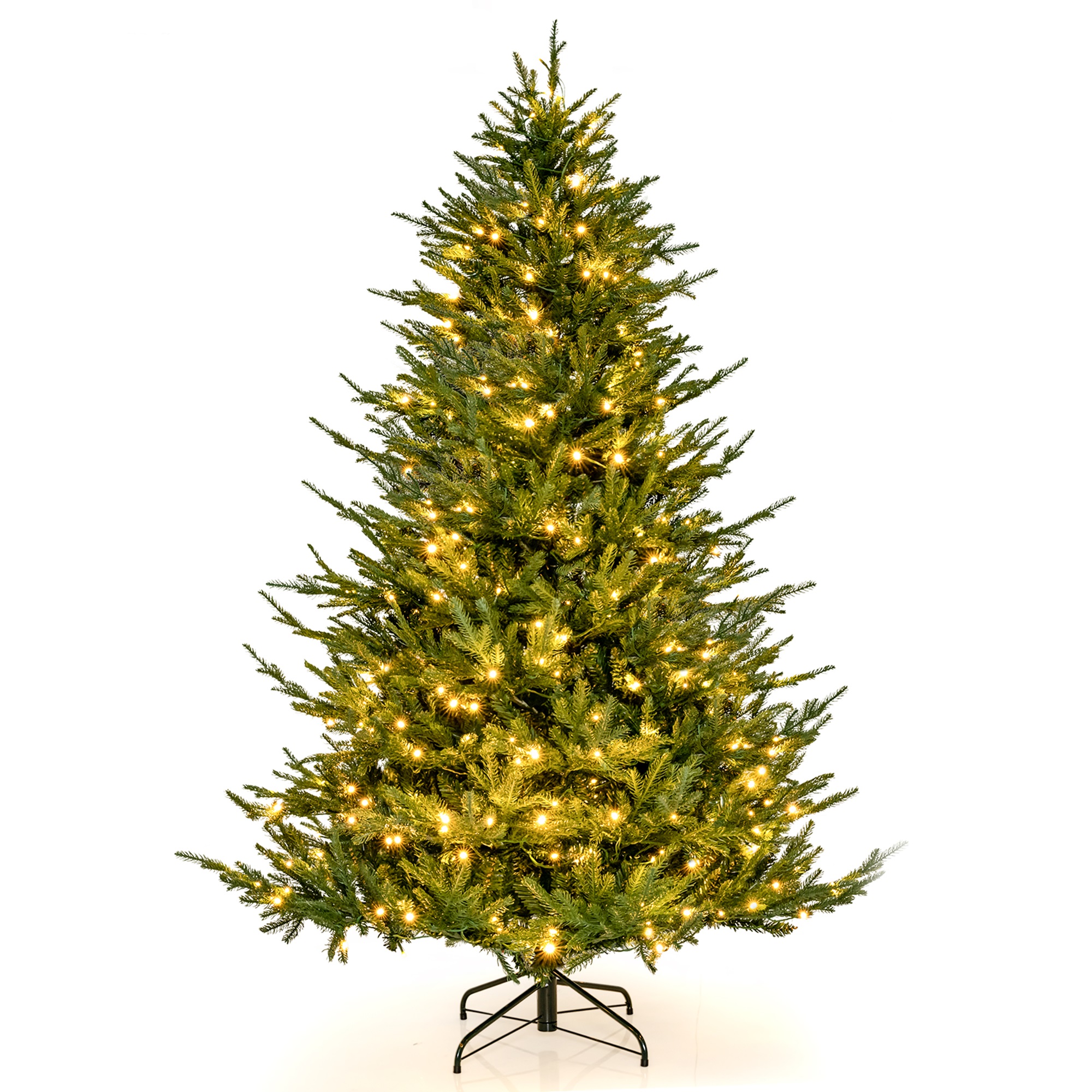 Costway 6 FT Pre-Lit Xmas Tree Hinged w/ Warm White LED