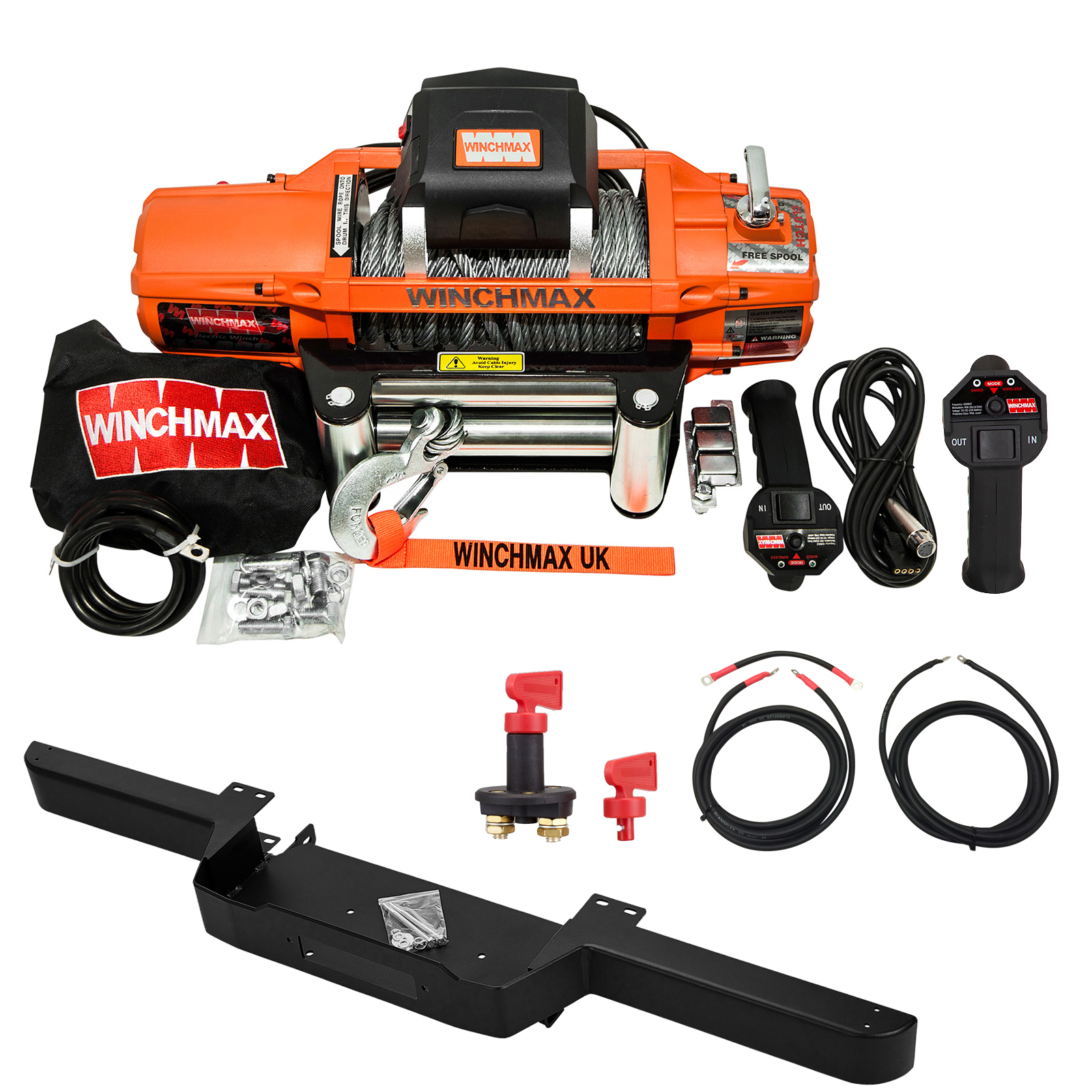 13,500lb SL 12V Winch. Bumper. 24m x 9.5mm Steel Rope.