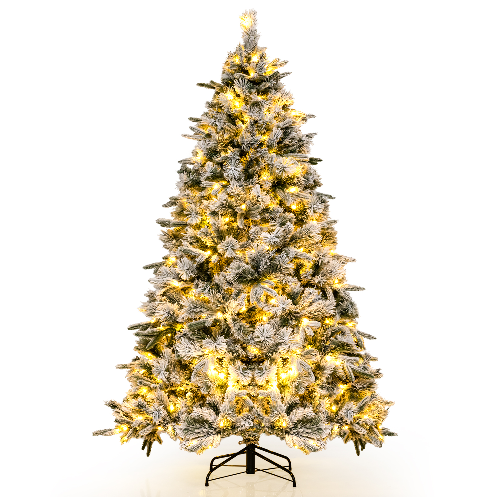 Costway 6 FT Pre-Lit Christmas Tree with Flocked Branch Tips