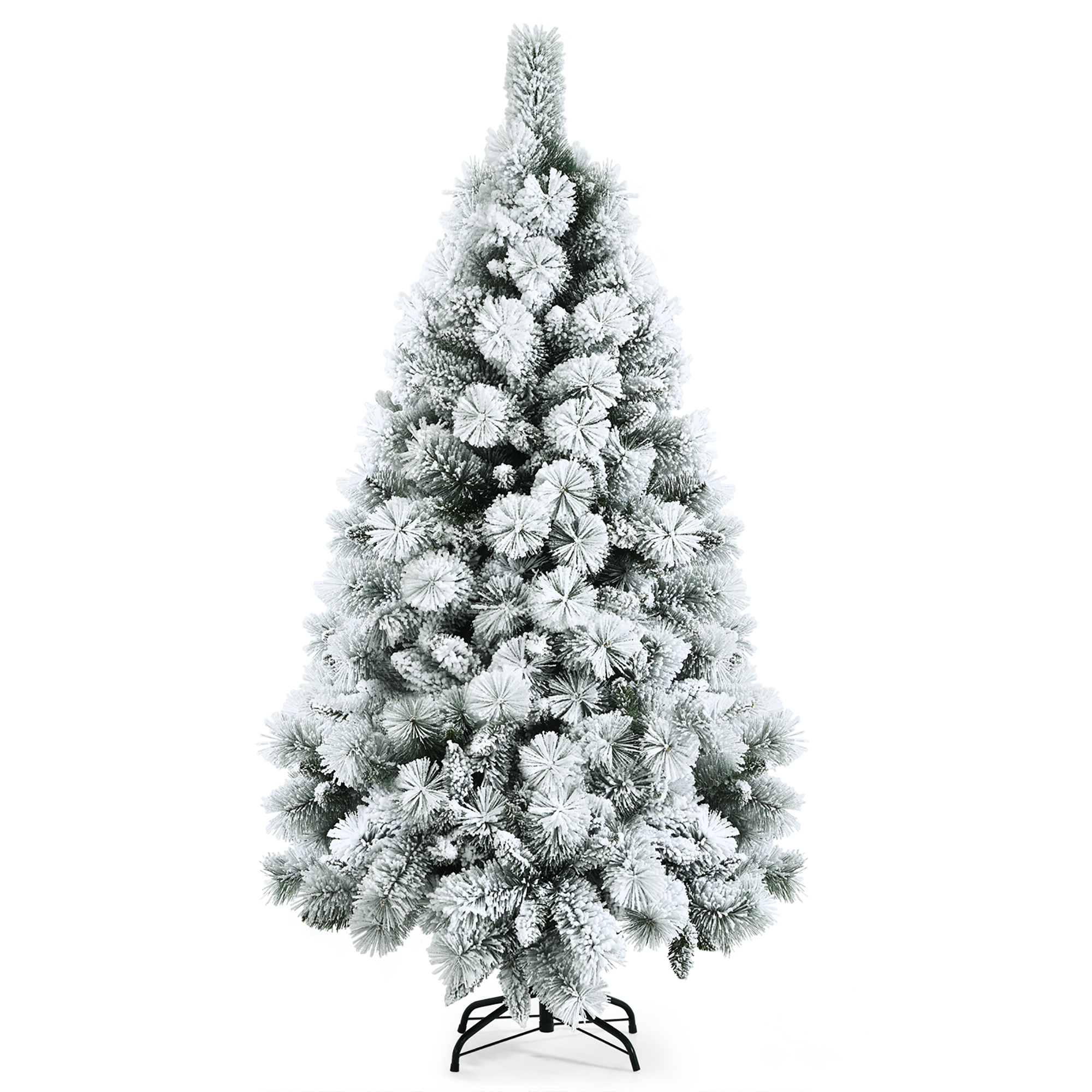 Costway 7ft Snow Flocked Hinged Artificial Slim Xmas Tree