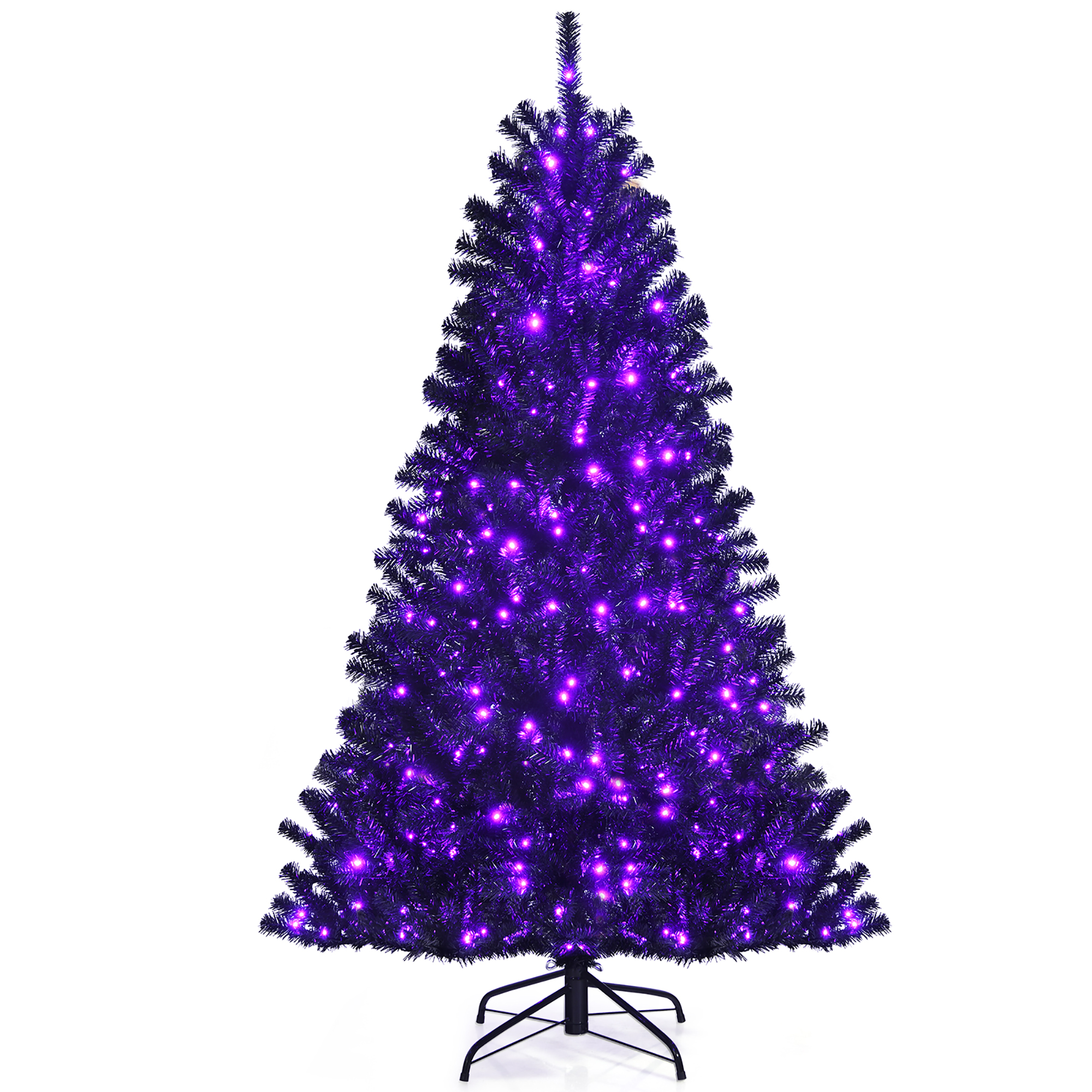 Costway 6ft Pre-lit PVC Christmas Halloween Tree Black