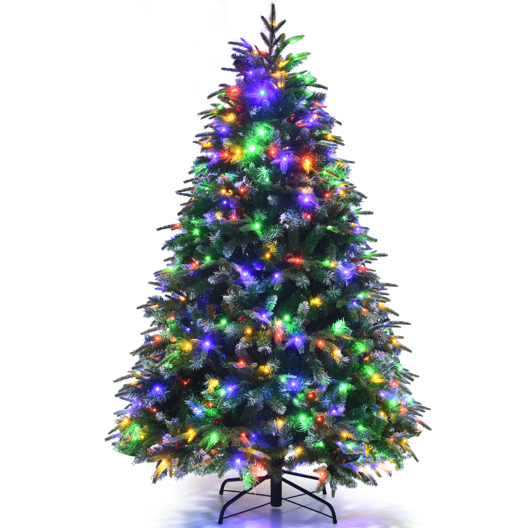 Costway 5ft Pre-Lit Snowy Xmas Tree Hinged 11 Flash Modes