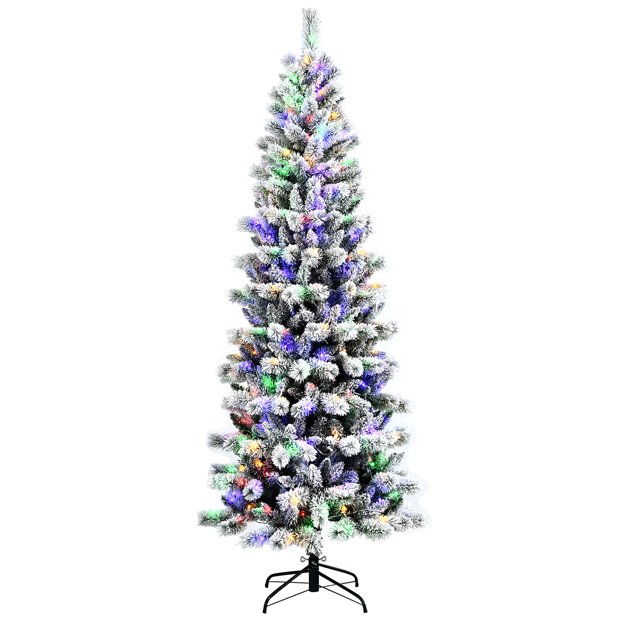 Costway 7.5FT Pre-Lit Hinged Christmas Tree Snow Flocked