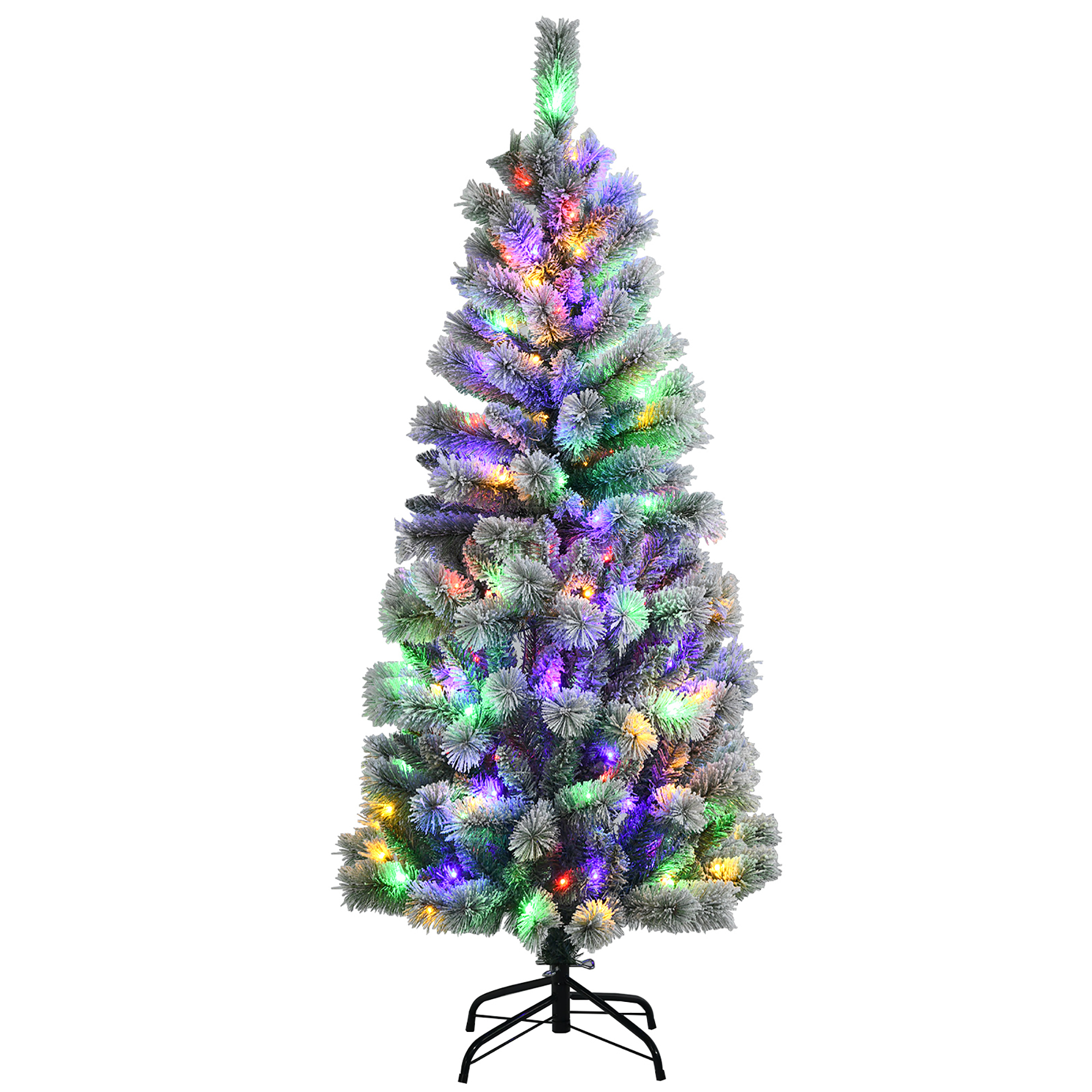 Costway 5FT Pre-Lit Hinged Christmas Tree Snow Flocked