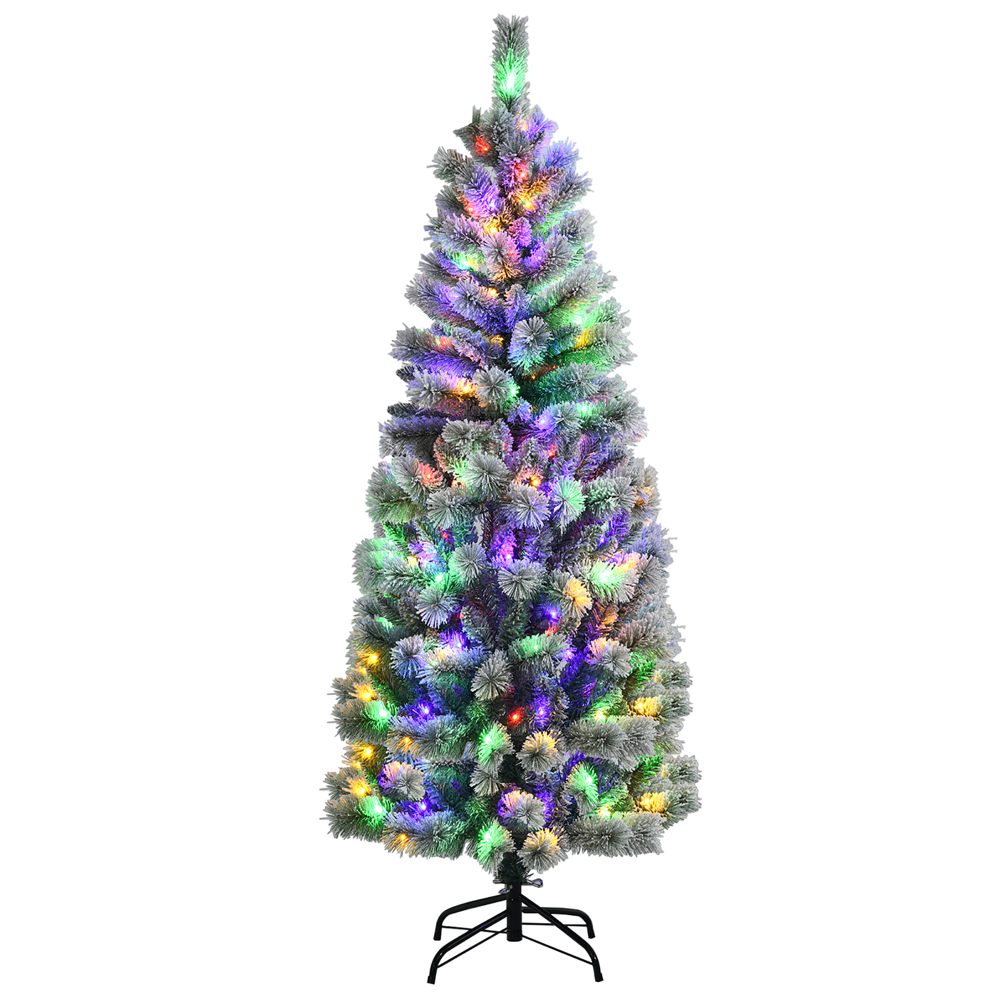 Costway 6FT Pre-Lit Hinged Christmas Tree Snow Flocked