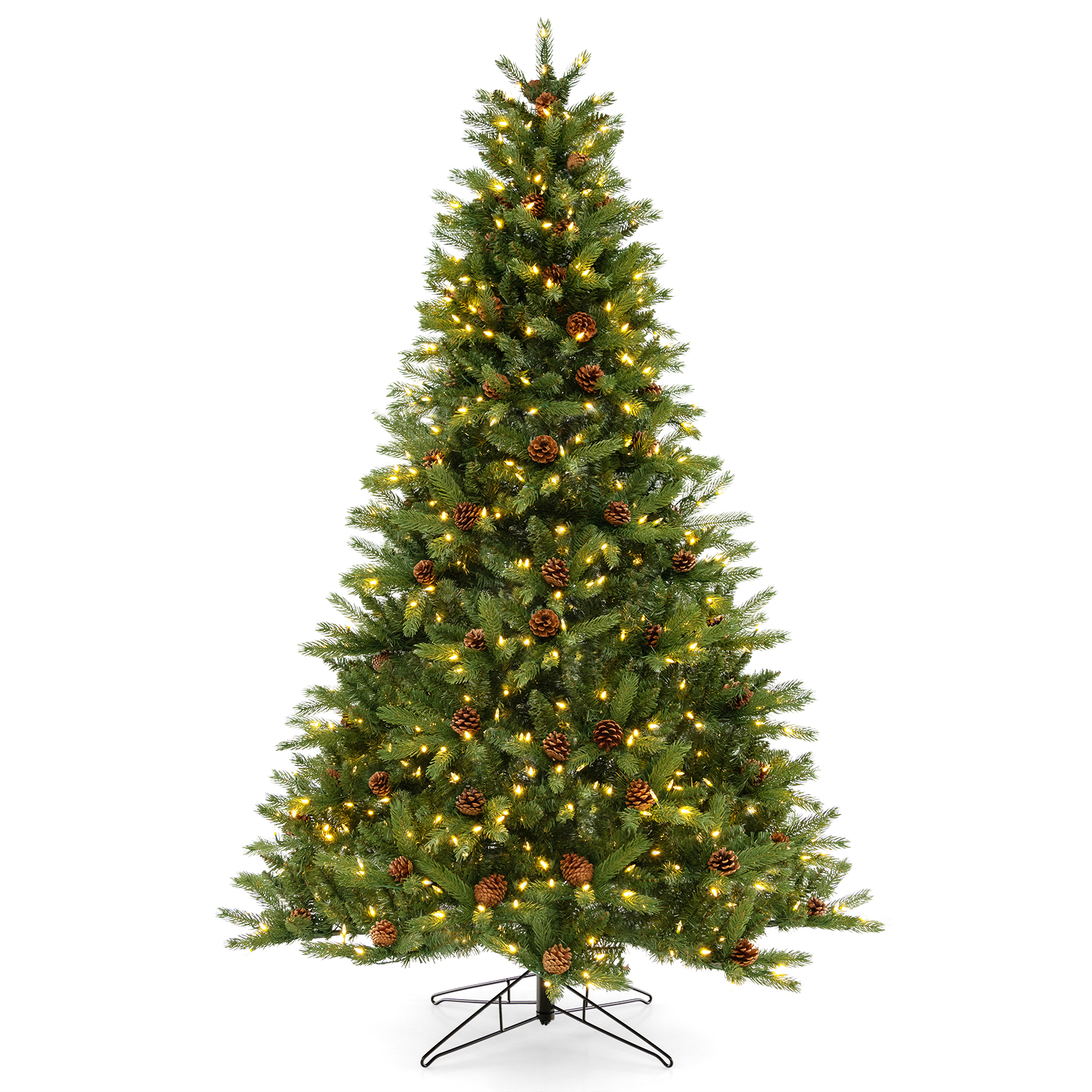 Costway 7 FT Pre-Lit Christmas Tree with Pine Cones