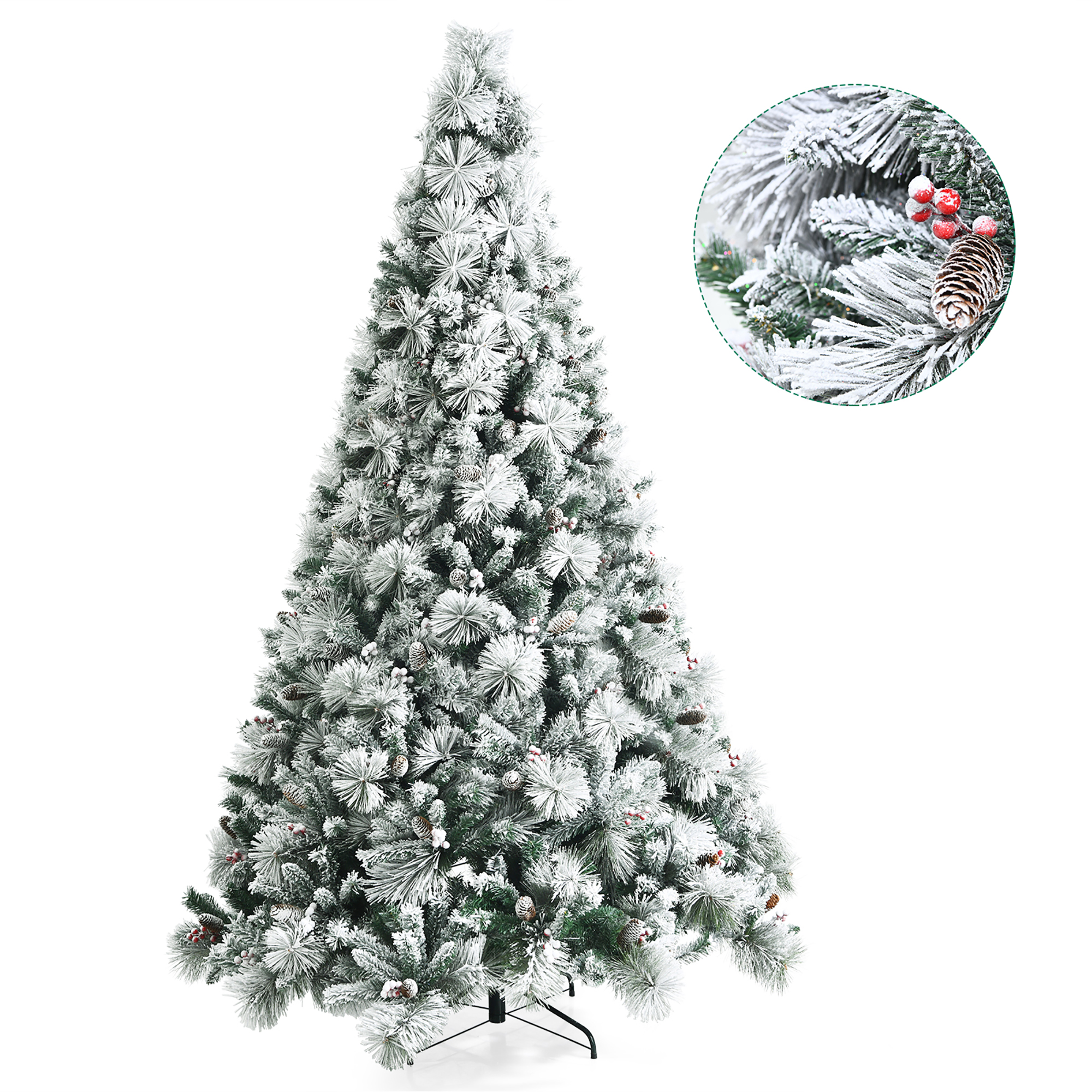 Costway 8ft Snow Flocked Christmas Tree Glitter Tips