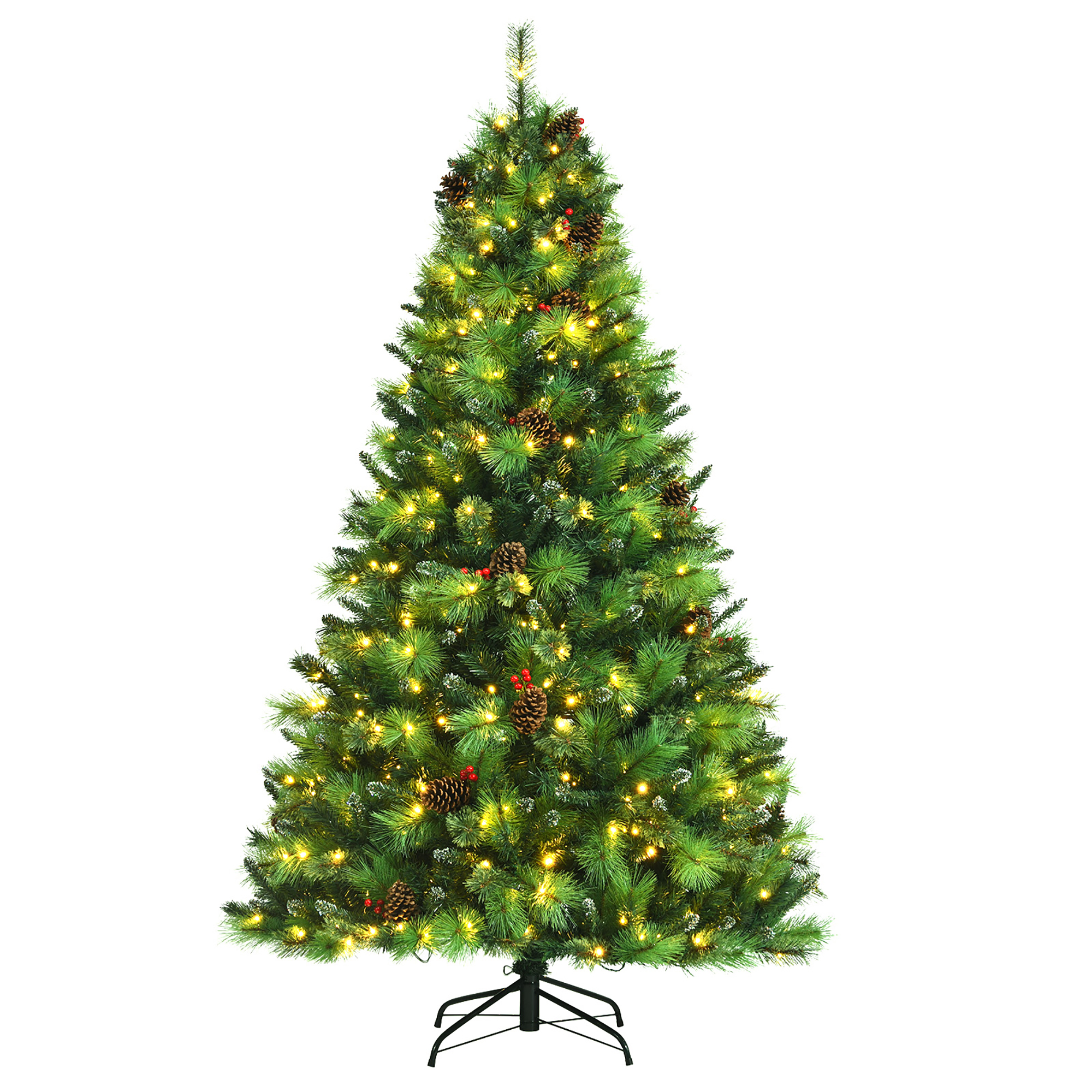 Costway 7ft Pre-lit Hinged Artificial Christmas Tree