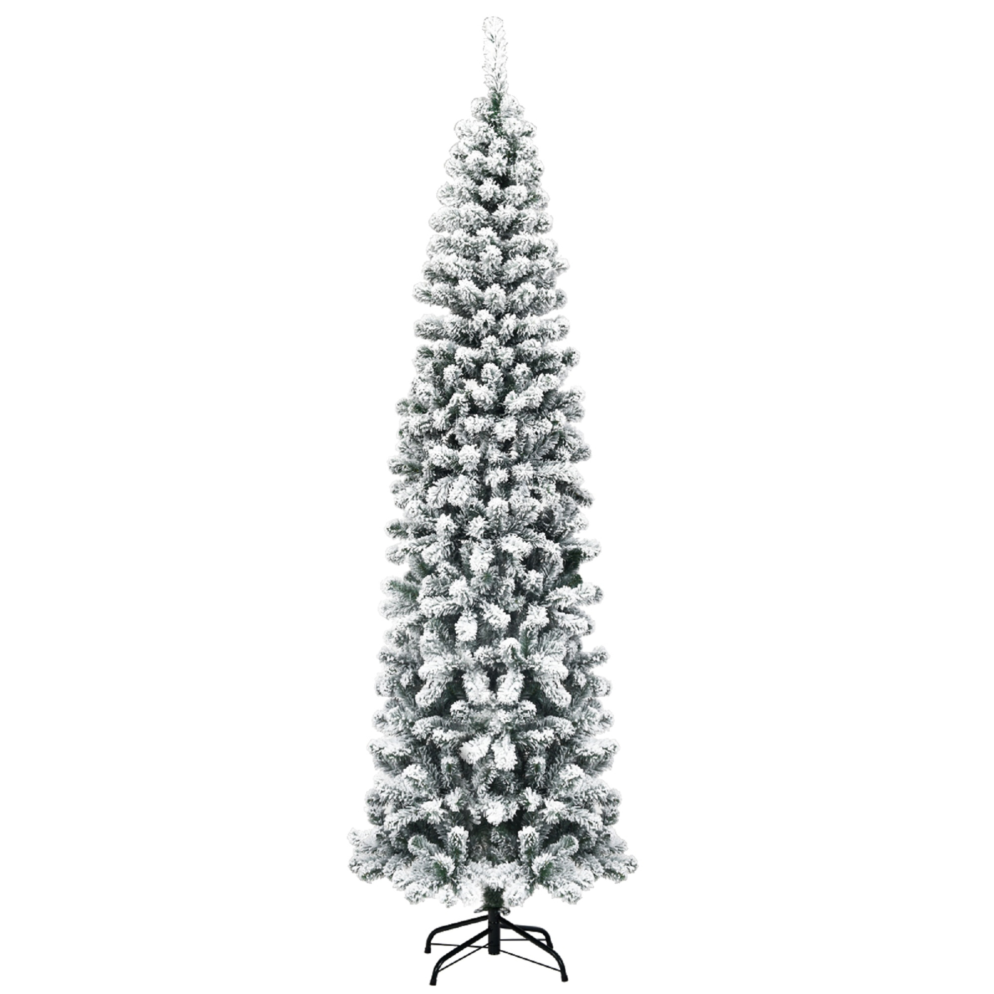 Costway 7.5Ft Unlit Hinged Snow Flocked Artificial Xmas tree