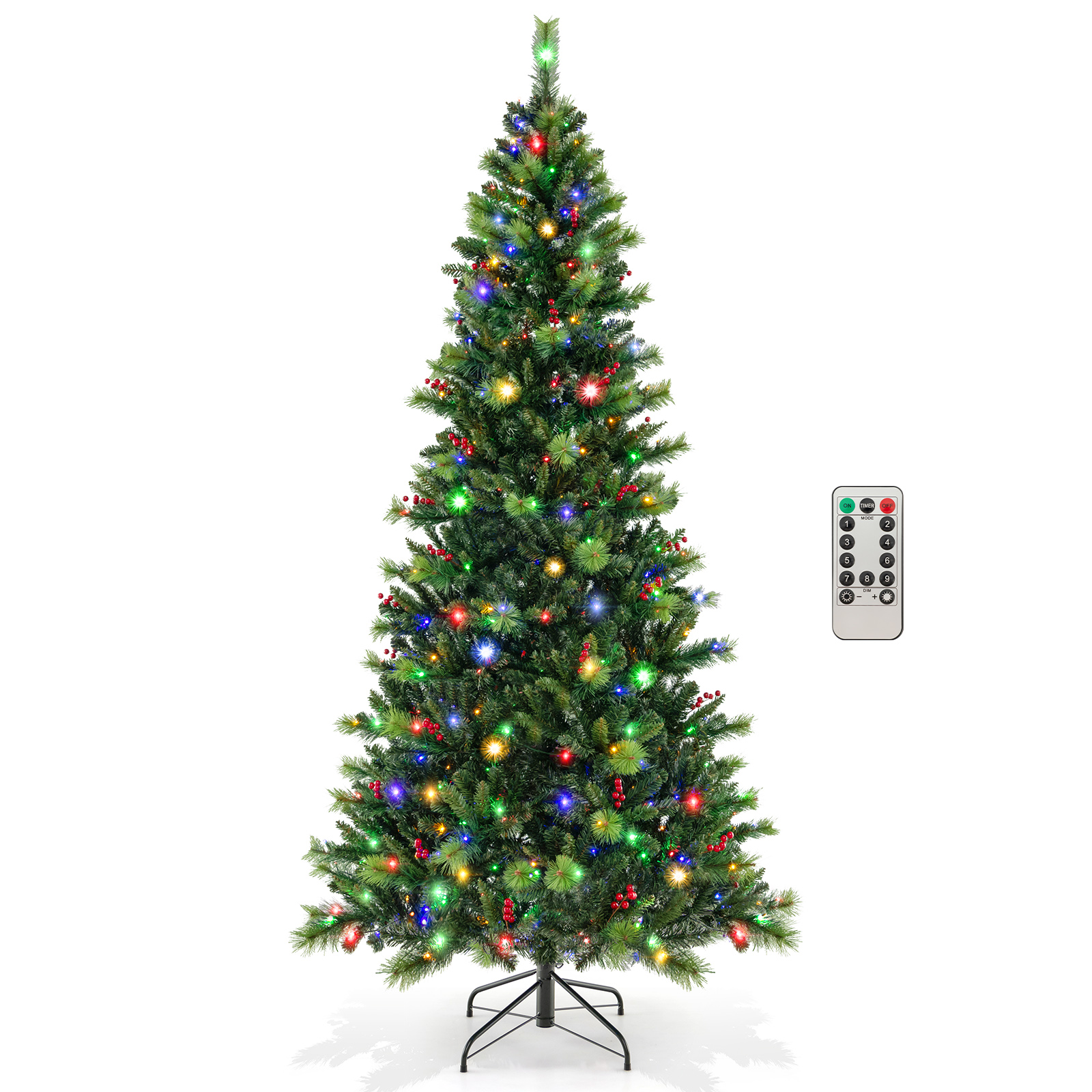 Costway 8FT Pre-Lit Christmas Tree with 9 Lighting Modes