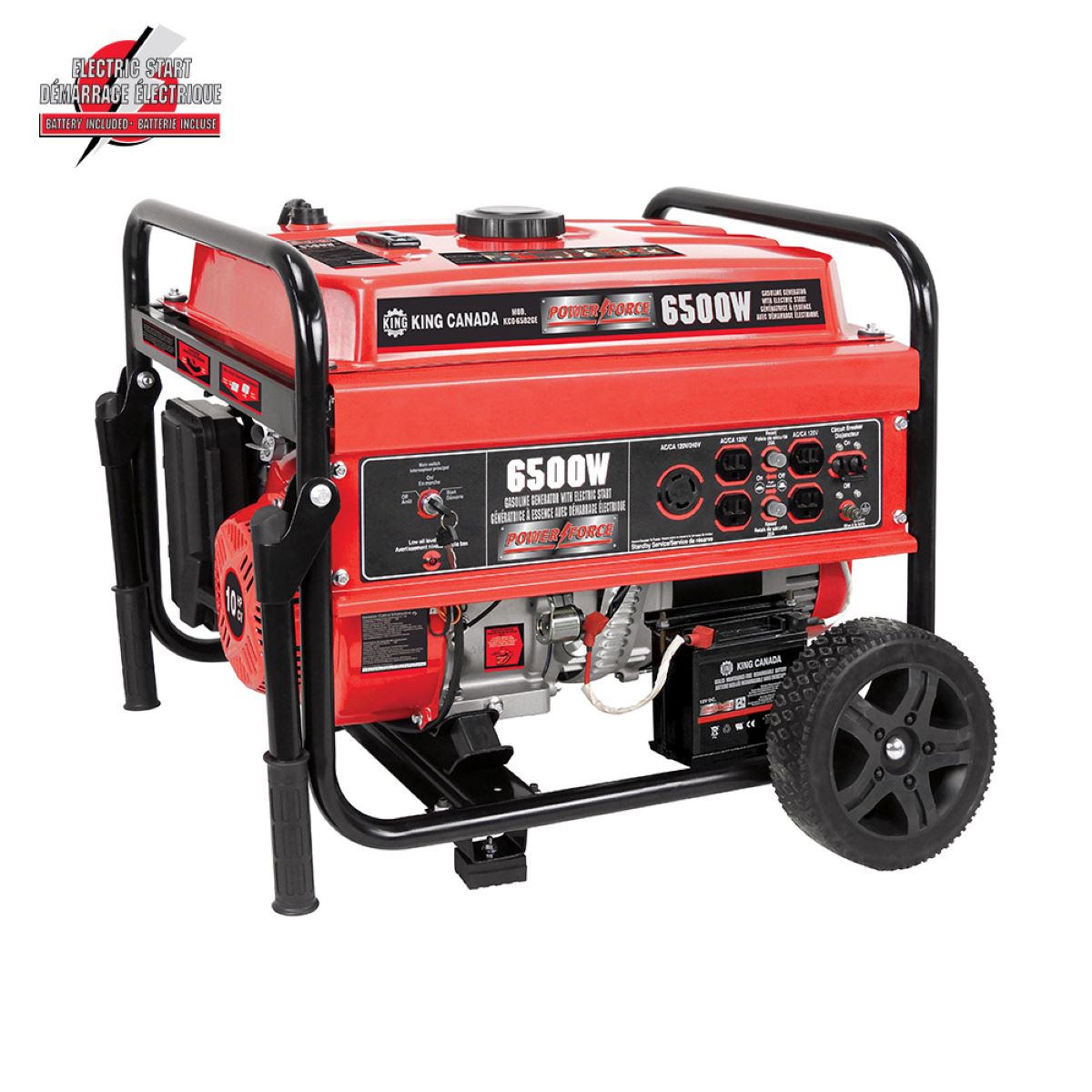 6500W Gasoline generator with electric start and wheel kit