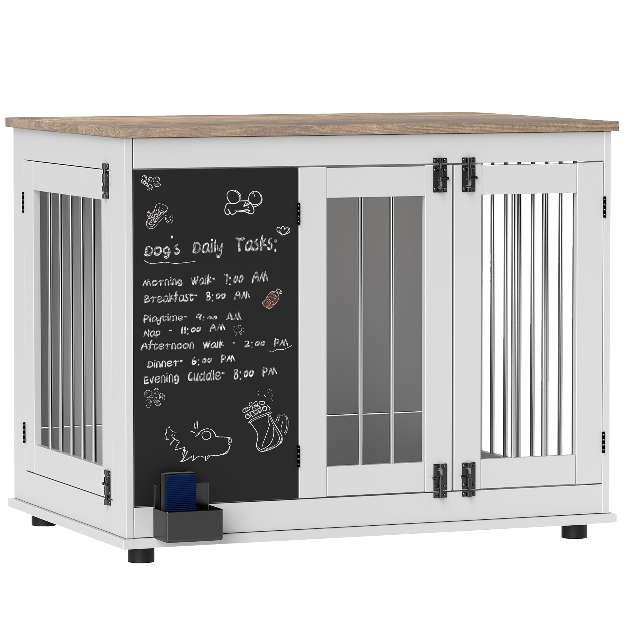 39" Dog Crate Furniture Side End Table for Large Dogs, White