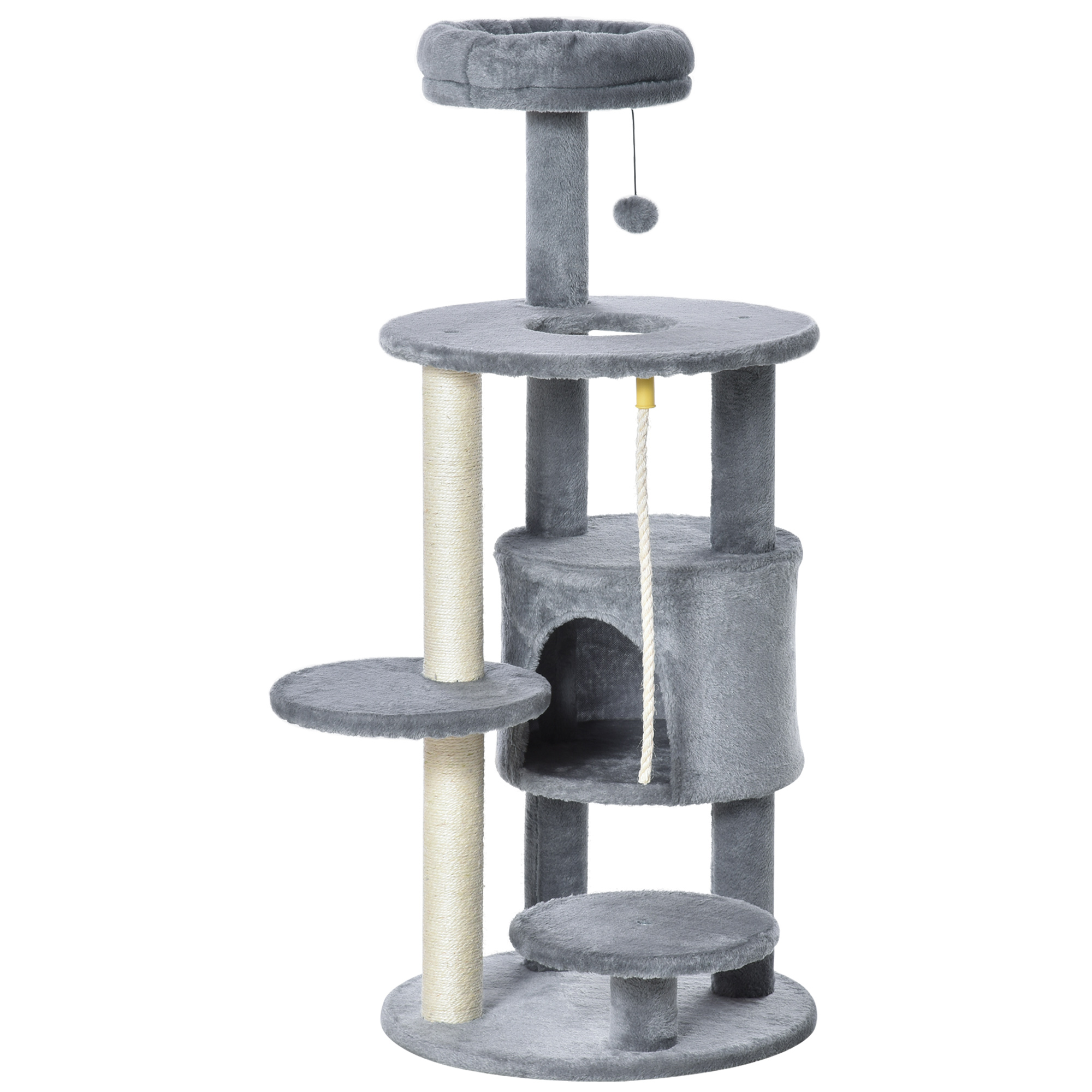 44" Cat Tree Tower with Condo, Scratching Posts, Dark Grey